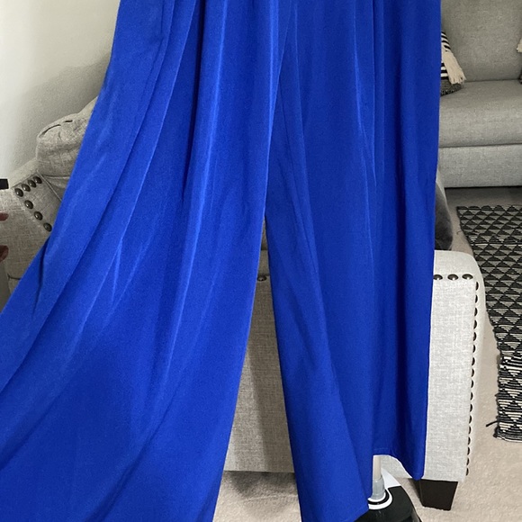Blue Wide Leg Trousers - Picture 3 of 8